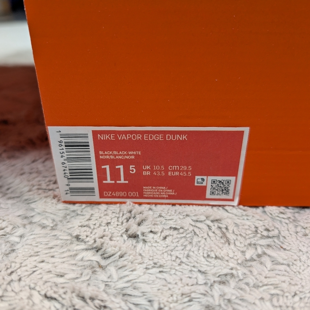 Nike Vapor Edge Dunk Football Cleats Panda Black Mens 11.5 DZ4890-001 New - Picture 7 of 9